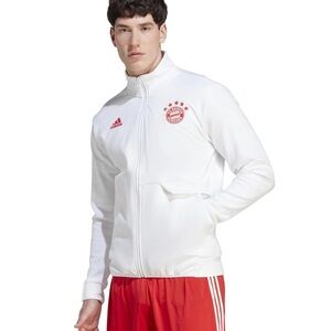 Adidas Men's White and Red Bomber Jacket